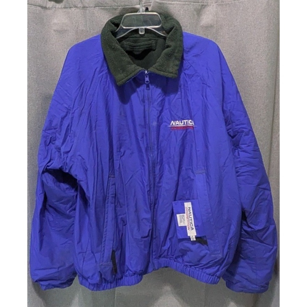 Nautica Competition Windbreaker Men XL Blue Good Vintage 90s Full Zip Jacket